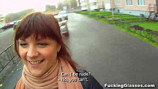 not shy european teen fucking on stairway with cumshot