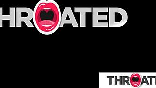 Luscious blonde busty babe throated hard in messy pov