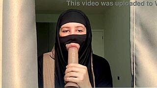 The slutty muslim teacher moans during her first deepthroat session, ending with a facial cumshot.