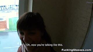 not shy european teen fucking on stairway with cumshot