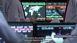 Bent over in doggystyle, this milf's shaved pussy gets phone sex threesome.