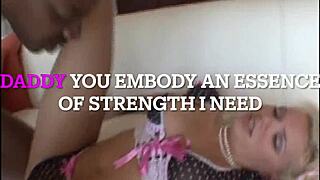 Daddy guides sissy in worship session