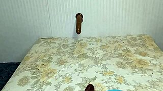 Pounding Guts While Sucking Big Black Dildo