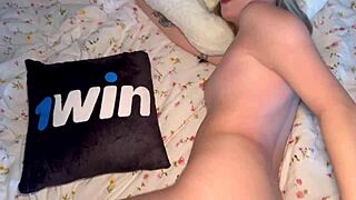 Cute Hottie Jerks Off with Tits and Cums Passionately