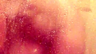 Shy girl bathing in shower