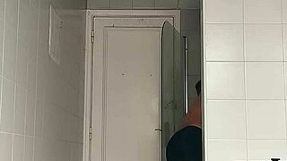 Sexy Guy In Black Beach Shorts Shaves While Fucking Feet In Bathroom