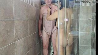 Teasing Preview of Shaved Beauty in Shower with Agarabas and Olpr