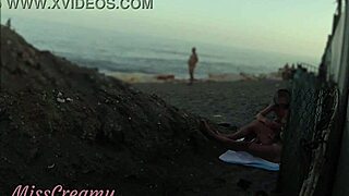 i flashed my hard cock to my stepdaughter on the public beach and she jerked me off in front of strangers