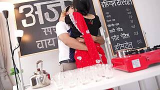 Beautiful Indian girl roleplays as cute tea maker