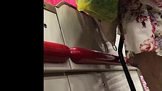 I spy on the hot granny in her skirt at the shop, upskirt view