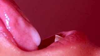 in this japanese love story, she gives close-up blowjob ending with cum in mouth.
