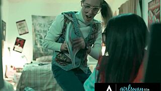 futuristic milf contrasts vintage nerdy girl in rough threesome virginity taking