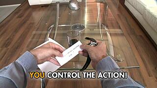 Interactive Sofa Adventure with Brunette Blowjobs and Facials