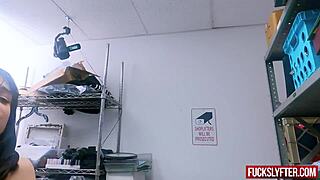 Repressed thief hiding a perfume bottle in a drawer