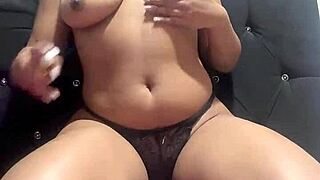 Nerd Girl Pleasures Herself on the Sofa