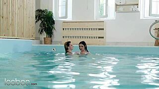 Katarina Rina licks Taylee Wood's wet pussy poolside.