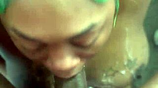 Ghetto ass head throat training with ball licking