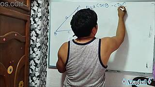 Asian Brazilian Japanese Nerd Student Teacher in Bedroom with Brown Eyes Sexual Math Tangent Cotangent