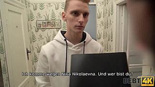 Ρωσίδα νεαρή 18+ πληρώνει χρέος με σκληρό σεξ μπροστά στον άντρα της