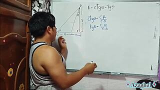 Asian Brazilian Japanese Nerd Student Teacher in Bedroom with Brown Eyes Sexual Math Tangent Cotangent