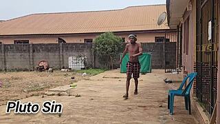 In unexpected outdoor places, a nasty bitch fucks her husband's friend with his big black monster cock.