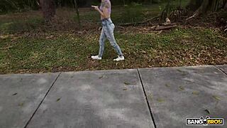 Bangbros - Sawyer Kelly Gets Her Shaved Tight Pussy Stretched By A Huge Cock In The Bang Bus. Bent Over Doggystyle Action.