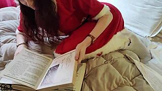 sexy santa brings cum on young hairy pussy as present