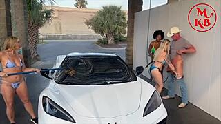 Kora Bell Angel Minx And Duchess Coco Suck And Fuck Jasper Woodcock In A Public Carwash