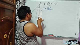 Asian Brazilian Japanese Nerd Student Teacher in Bedroom with Brown Eyes Sexual Math Tangent Cotangent