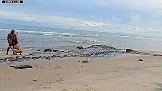 fun at the beach turns into wild sex with big cocks and creampies