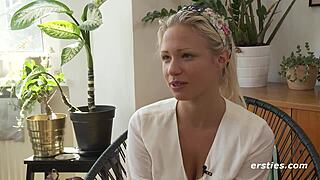 Gabi's Shaved Pussy Fingered by German Babe