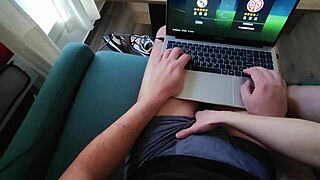 Dirty Blonde Fingering While Boyfriend Plays Fifa