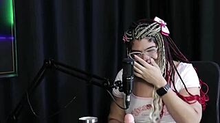 What turns her on? She sucked the presenter and showed her blowjob!