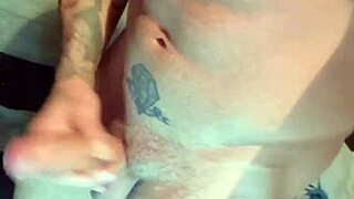 I flex my muscles then stroke my big cock just for you