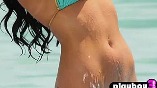 Ashleigh Hannah presents her gorgeous big natural tits in stunning striptease