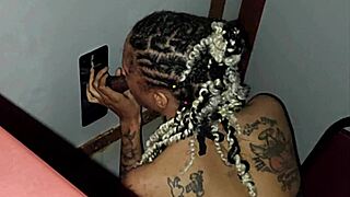 Latina's First Time Sucking Cock at Glory Hole with Trimmed Pussy