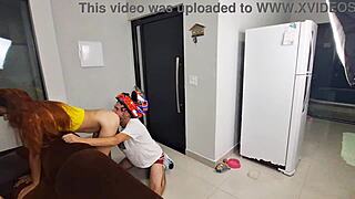 Sexy Housewife Receives Biker in Towel