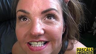 Handcuffed milf gets throated for cum, squirting all over!