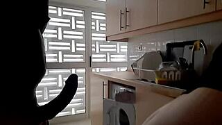 quick kitchen encounter with busty woman