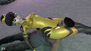 tracer dominates rusk joel with intense scissor hold in femdom