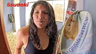 Latina Neighbor Gives Blowjob And Pussy