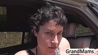 Granny Fucked With Strap-On Tastes Real Pussy!