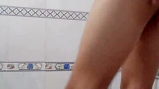 Teen Bathes Alone In Private Shower Moment.