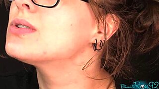 Brunette with glasses gives whispered jerk off instructions pov