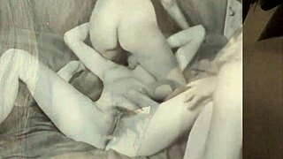 vintage lesbians dive into hairy pussies in threesome
