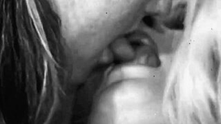 vintage lesbians dive into hairy pussies in threesome