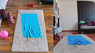 double the fun in naked yoga workout with curvy bodies revealed in dual cam