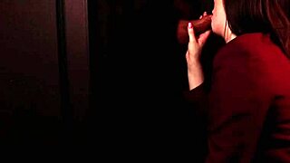 Student sucks cock at gloryhole.