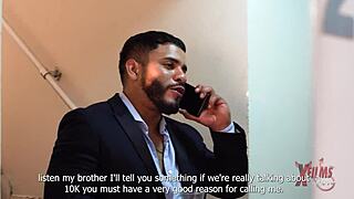 Two guys dominate and sodomize busty Peruvian redhead