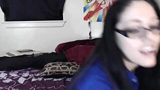 latina brunette in glasses gets punished during card game